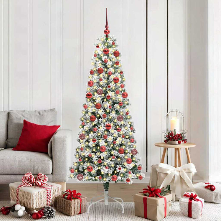 Vidaxl kunstmatige inklapbare kerstboom 300 led's groen en wit 180 cm