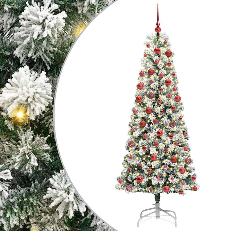 Vidaxl kunstmatige inklapbare kerstboom 300 led's groen en wit 180 cm