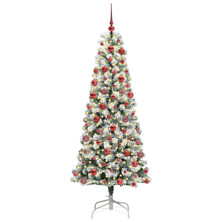 Vidaxl kunstmatige inklapbare kerstboom 300 led's groen en wit 180 cm