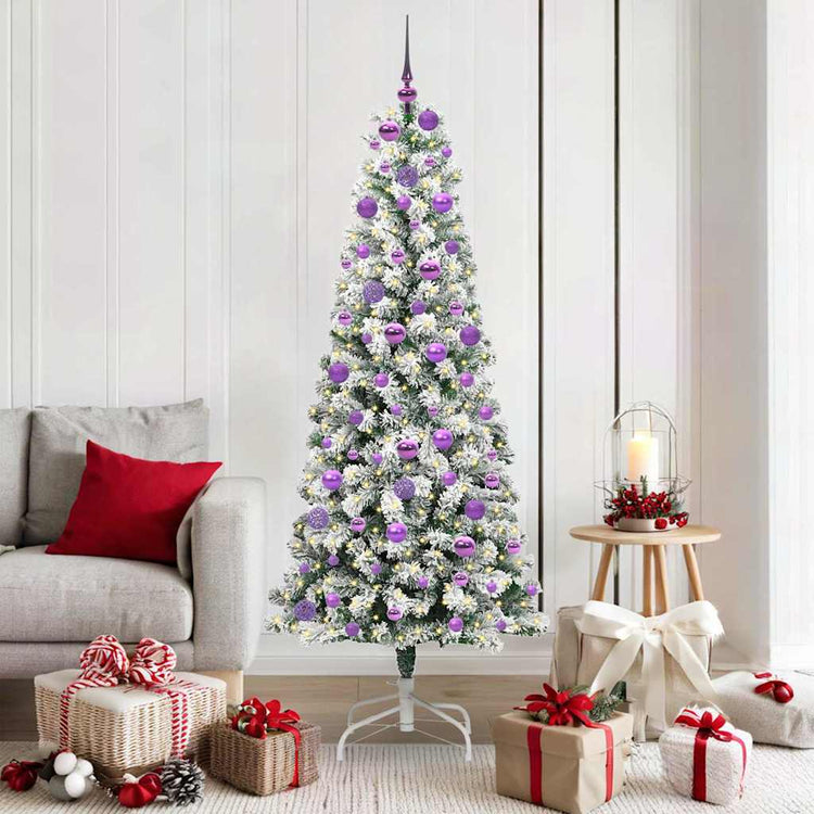 Vidaxl kunstmatige inklapbare kerstboom 300 led's groen en wit 180 cm