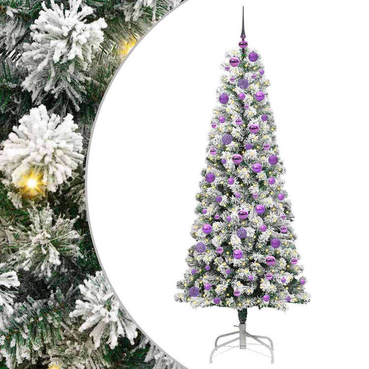 Vidaxl kunstmatige inklapbare kerstboom 300 led's groen en wit 180 cm