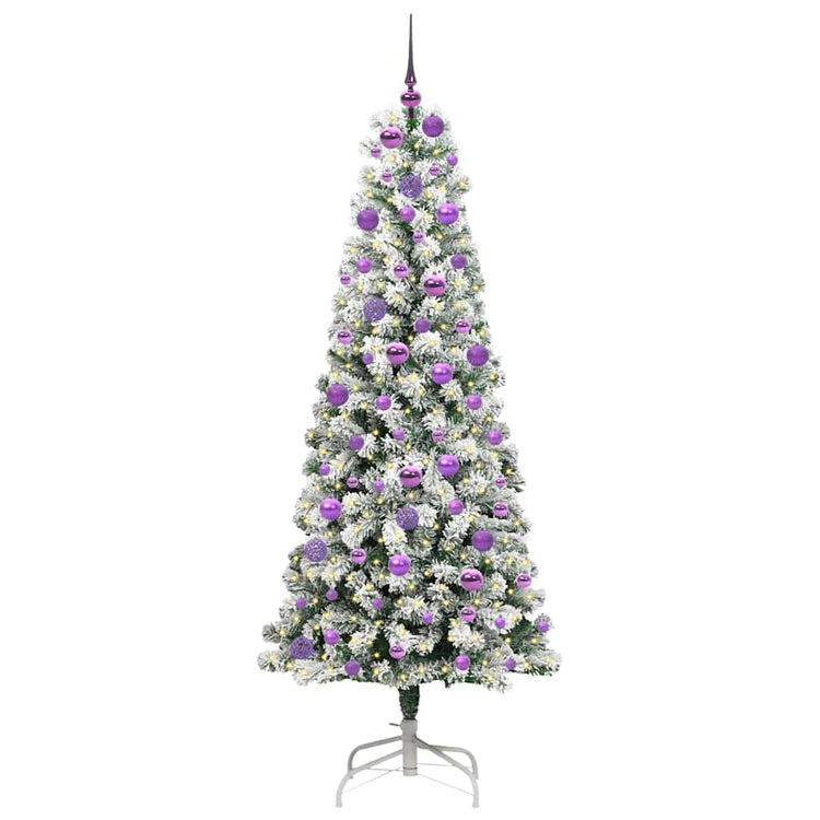 Vidaxl kunstmatige inklapbare kerstboom 300 led's groen en wit 180 cm