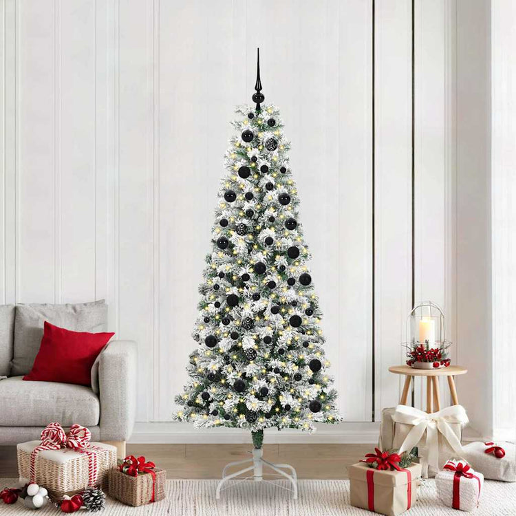 Vidaxl kunstmatige inklapbare kerstboom 300 led's groen en wit 210 cm