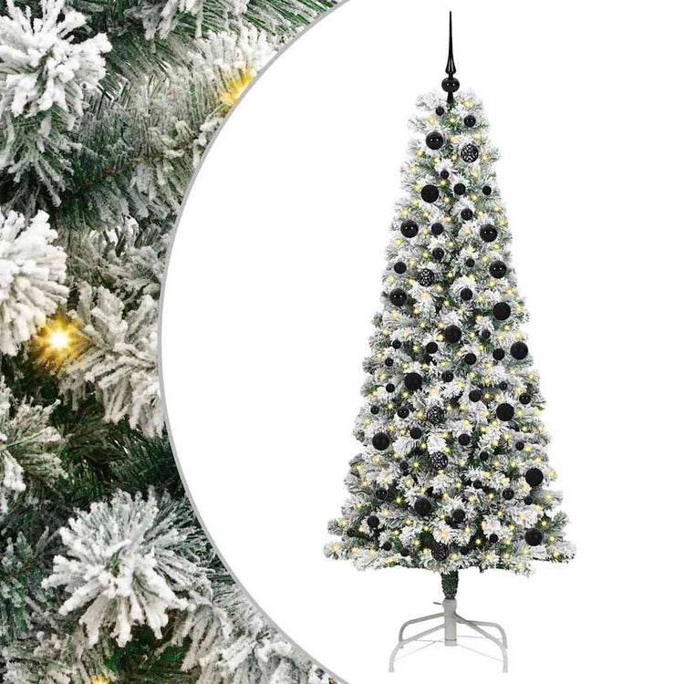Vidaxl kunstmatige inklapbare kerstboom 300 led's groen en wit 210 cm