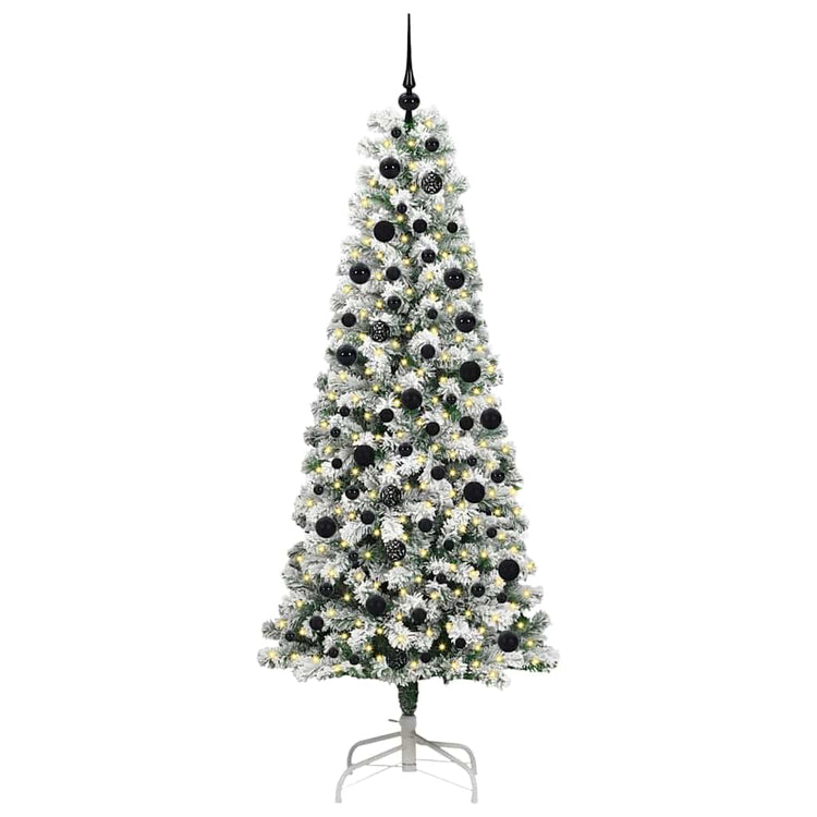 Vidaxl kunstmatige inklapbare kerstboom 300 led's groen en wit 210 cm
