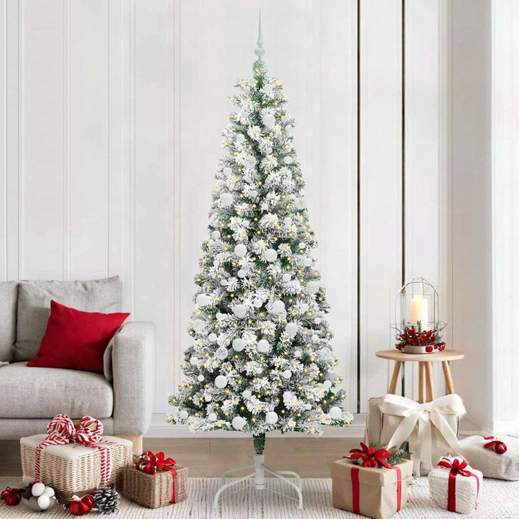 Vidaxl kunstmatige inklapbare kerstboom groen en wit 210 cm