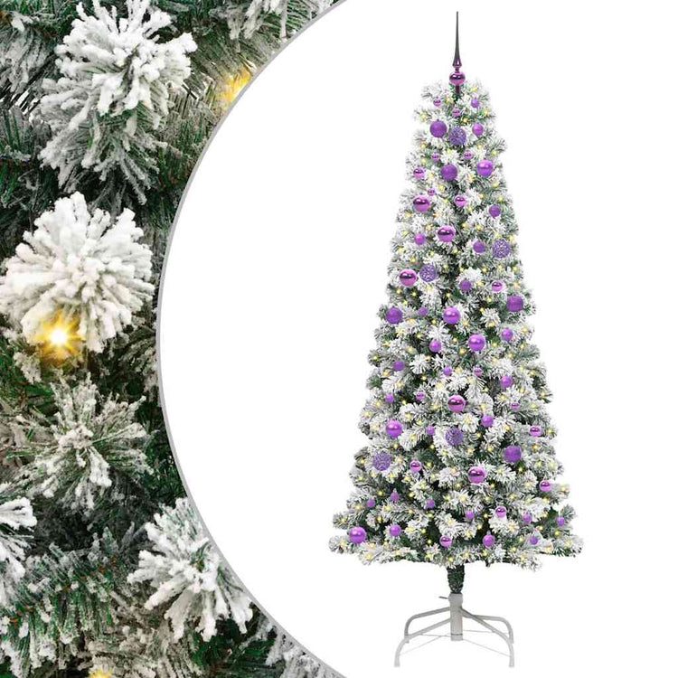 Vidaxl kunstmatige inklapbare kerstboom 300 led's groen en wit 210 cm