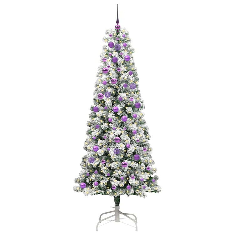 Vidaxl kunstmatige inklapbare kerstboom 300 led's groen en wit 210 cm