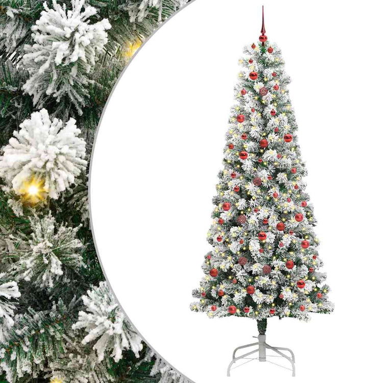 Vidaxl kunstmatige inklapbare kerstboom 300 led's groen en wit 240 cm