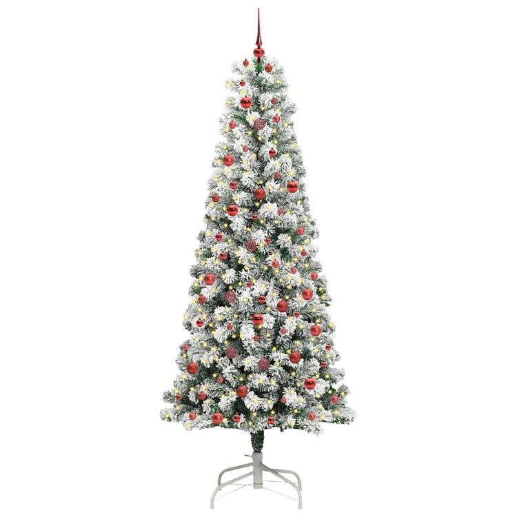 Vidaxl kunstmatige inklapbare kerstboom 300 led's groen en wit 240 cm