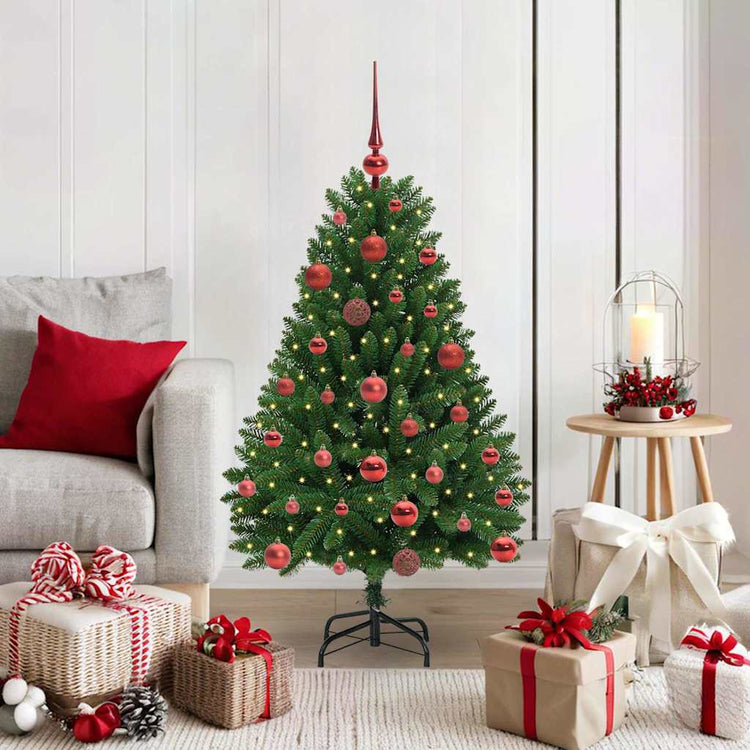 Vidaxl kunstkerstboom 120 cm 150 led's warmwit pvc en staal groen