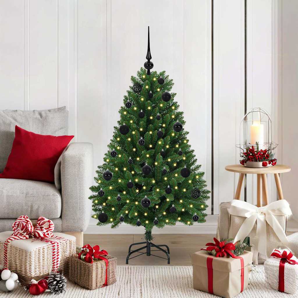 Vidaxl kunstkerstboom 120 cm 150 led's warmwit pvc en staal groen