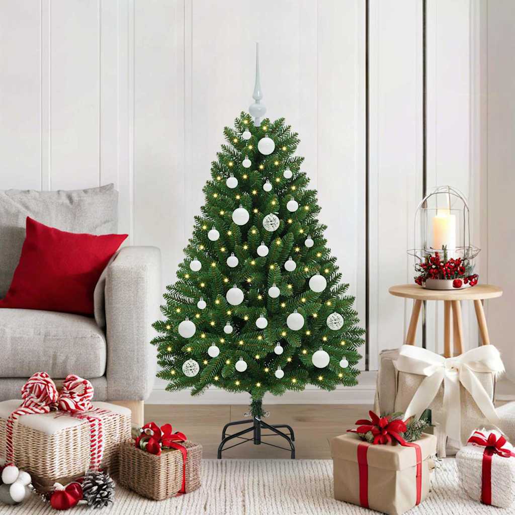 Vidaxl kunstkerstboom 120 cm 150 led's warmwit pvc en staal groen
