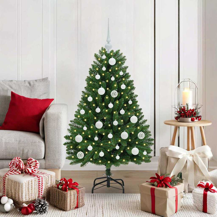 Vidaxl kunstkerstboom 120 cm 150 led's warmwit pvc en staal groen