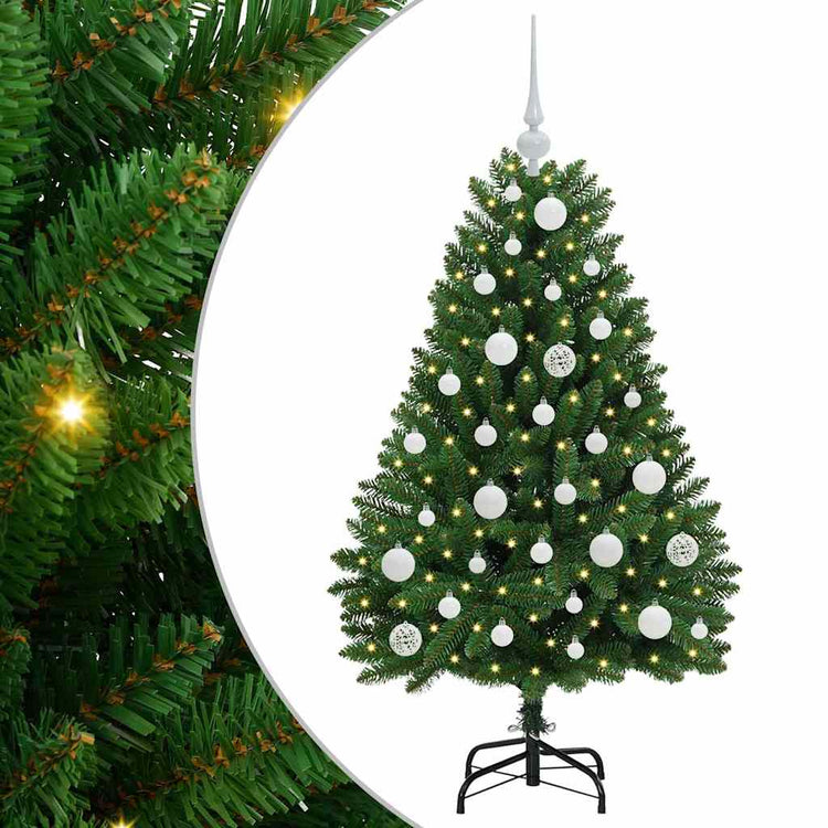 Vidaxl kunstkerstboom 120 cm 150 led's warmwit pvc en staal groen