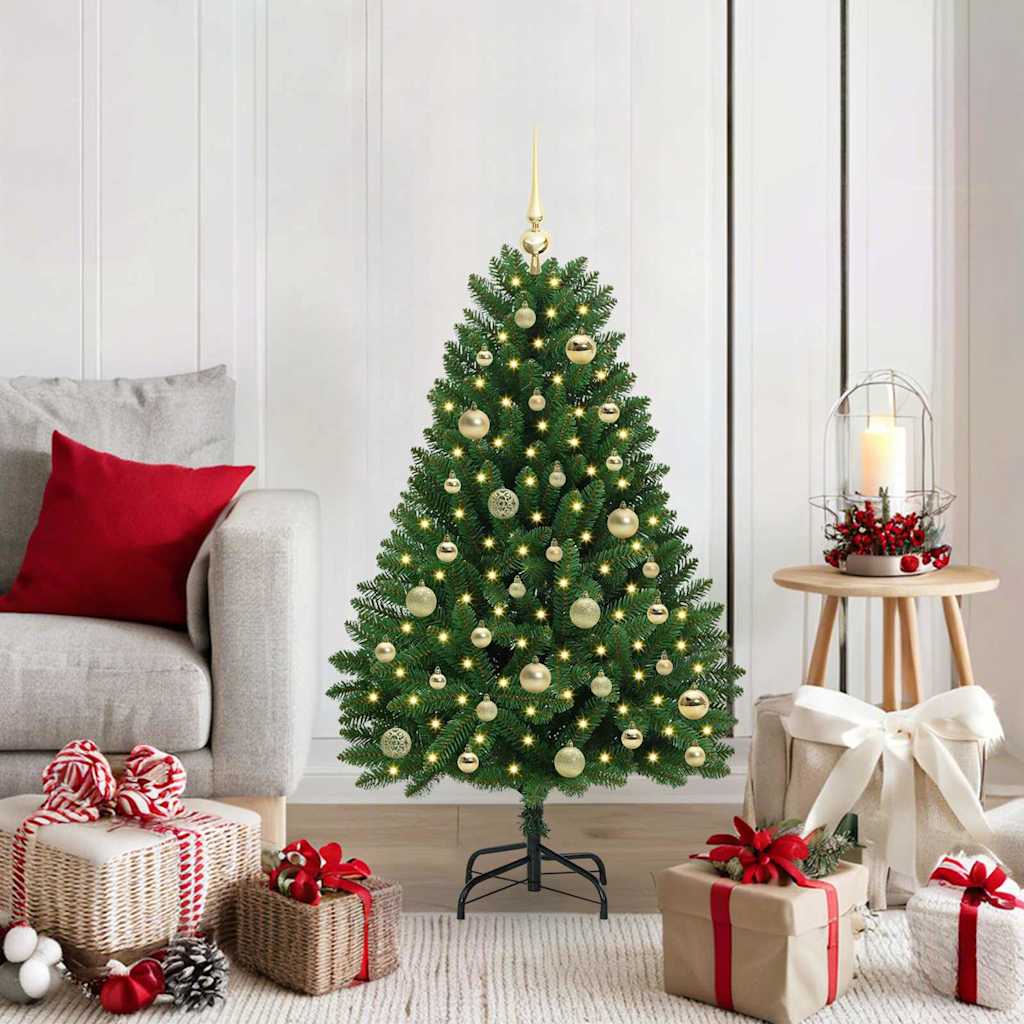 Vidaxl kunstkerstboom 120 cm 150 led's warmwit pvc en staal groen