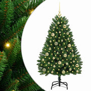 Vidaxl kunstkerstboom 120 cm 150 led's warmwit pvc en staal groen - afbeelding 2