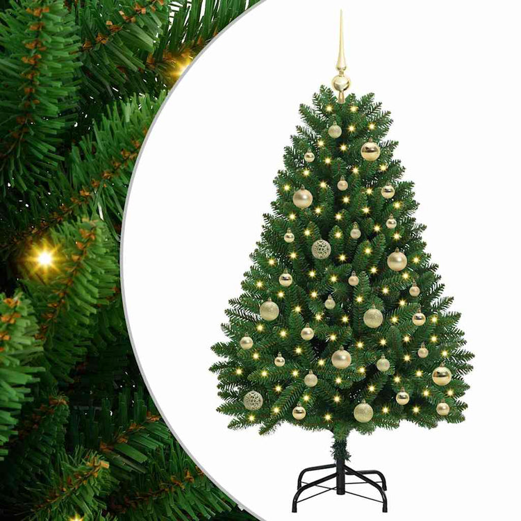 Vidaxl kunstkerstboom 120 cm 150 led's warmwit pvc en staal groen