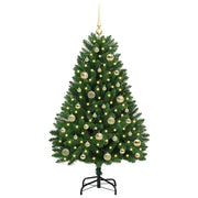 Vidaxl kunstkerstboom 120 cm 150 led's warmwit pvc en staal groen - afbeelding 3