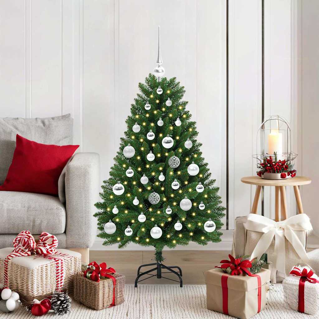 Vidaxl kunstkerstboom 120 cm 150 led's warmwit pvc en staal groen
