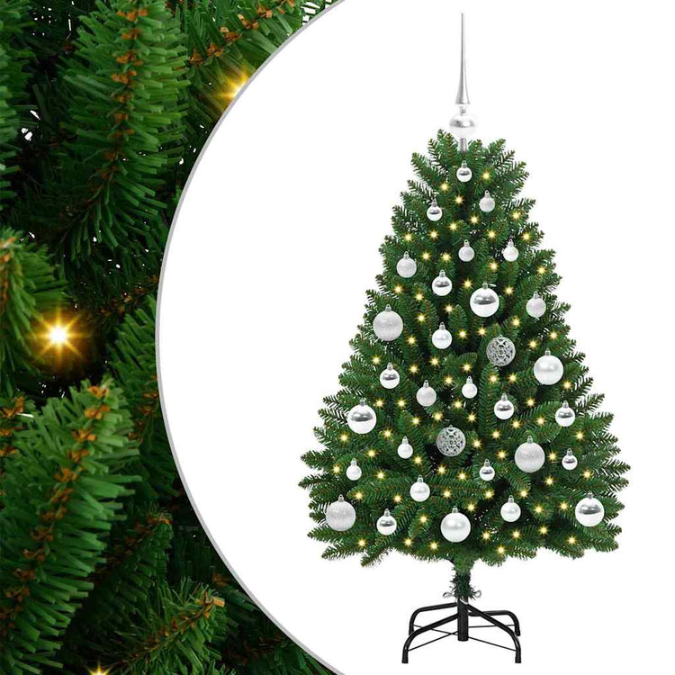 Vidaxl kunstkerstboom 120 cm 150 led's warmwit pvc en staal groen