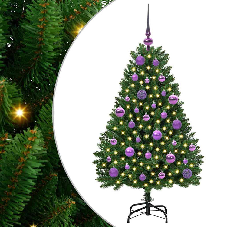 Vidaxl kunstkerstboom 120 cm 150 led's warmwit pvc en staal groen