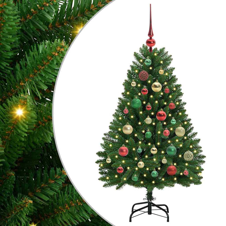 Vidaxl kunstkerstboom 120 cm 150 led's warmwit pvc en staal groen