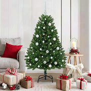 Vidaxl kunstkerstboom 150 cm 150 led's warmwit pvc en staal groen - afbeelding 1
