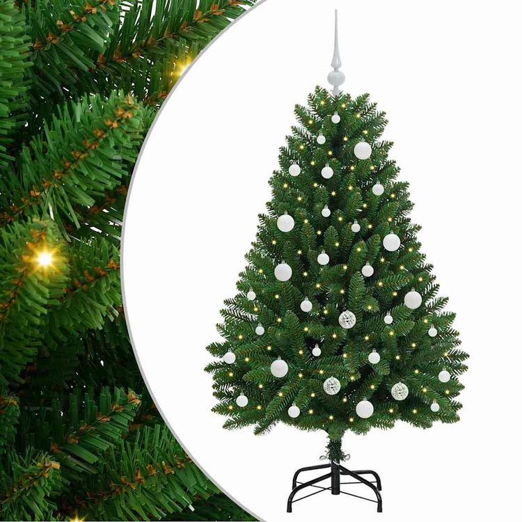 Vidaxl kunstkerstboom 150 cm 150 led's warmwit pvc en staal groen