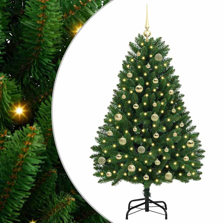 Vidaxl kunstkerstboom 150 cm 150 led's warmwit pvc en staal groen
