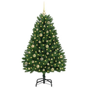 Vidaxl kunstkerstboom 150 cm 150 led's warmwit pvc en staal groen - afbeelding 3