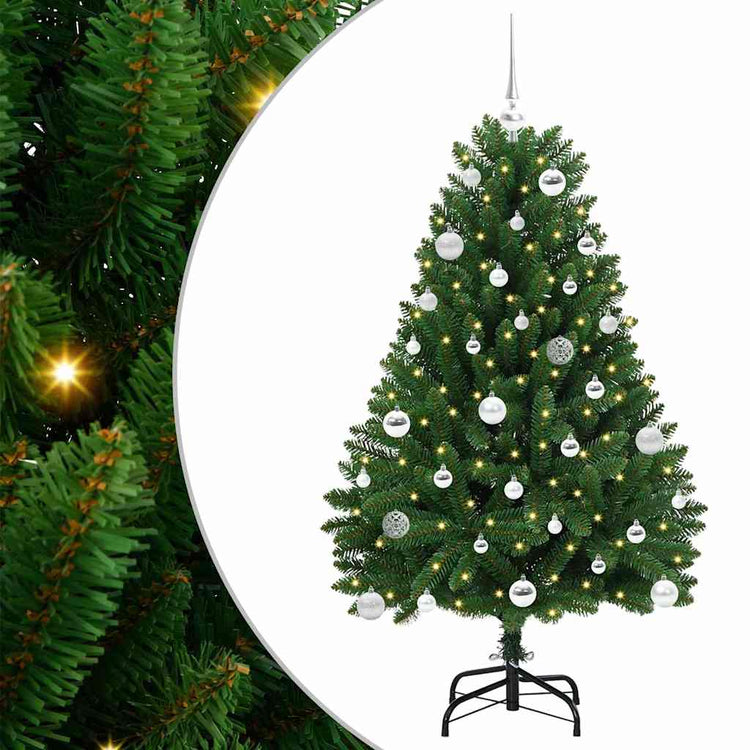 Vidaxl kunstkerstboom 150 cm 150 led's warmwit pvc en staal groen