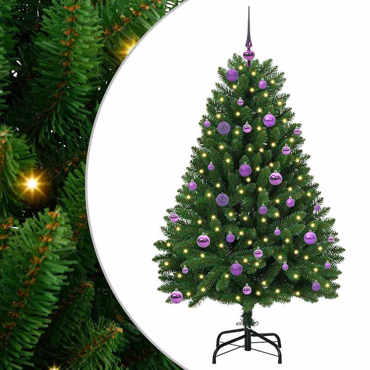Vidaxl kunstkerstboom 150 cm 150 led's warmwit pvc en staal groen