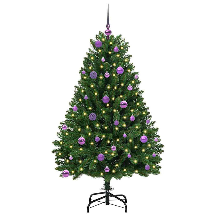 Vidaxl kunstkerstboom 150 cm 150 led's warmwit pvc en staal groen