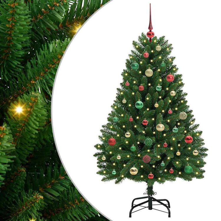 Vidaxl kunstkerstboom 150 cm 150 led's warmwit pvc en staal groen