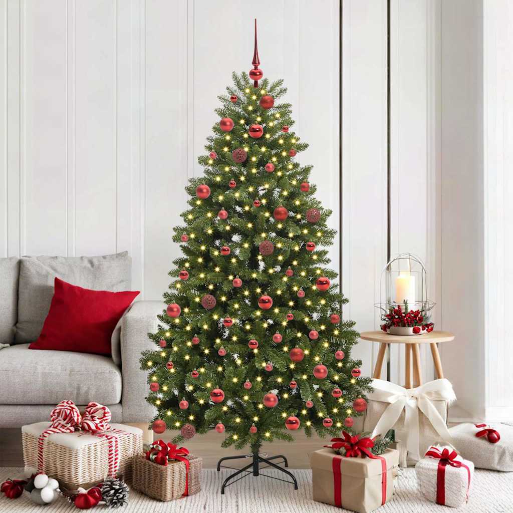 Vidaxl kunstkerstboom 180 cm 300 led's warmwit pvc en staal groen