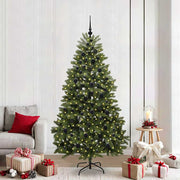 Vidaxl kunstkerstboom 210 cm 300 led's warmwit pvc en staal groen - afbeelding 1