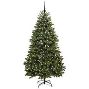 Vidaxl kunstkerstboom 210 cm 300 led's warmwit pvc en staal groen - afbeelding 3