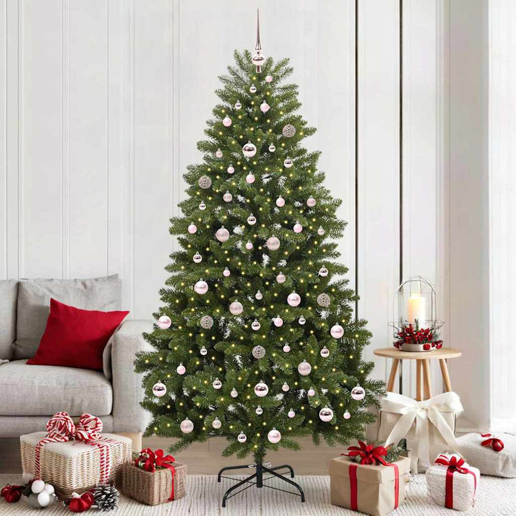 Vidaxl kunstkerstboom 210 cm 300 led's warmwit pvc en staal groen