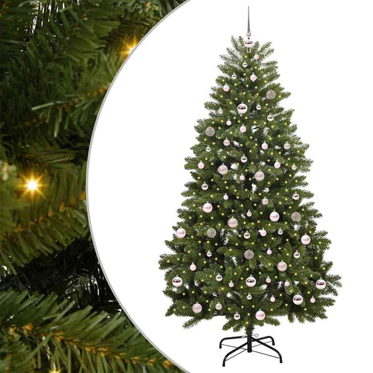 Vidaxl kunstkerstboom 210 cm 300 led's warmwit pvc en staal groen