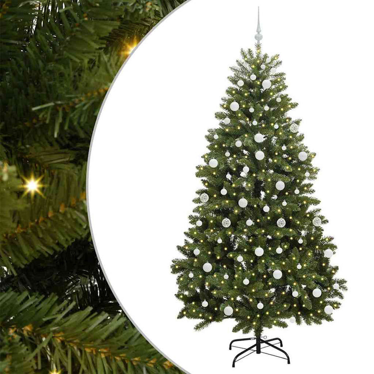 Vidaxl kunstkerstboom 210 cm 300 led's warmwit pvc en staal groen