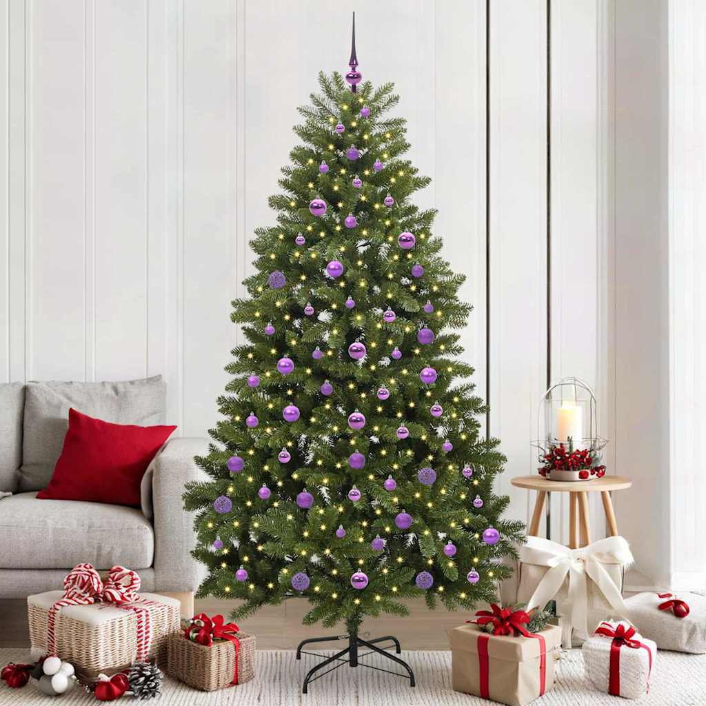 Vidaxl kunstkerstboom 210 cm 300 led's warmwit pvc en staal groen