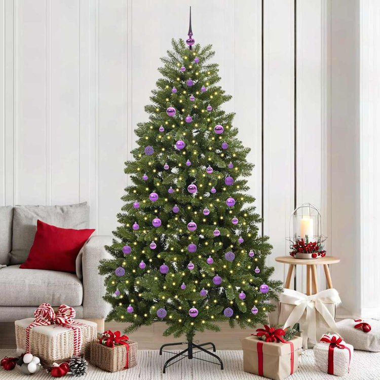 Vidaxl kunstkerstboom 210 cm 300 led's warmwit pvc en staal groen