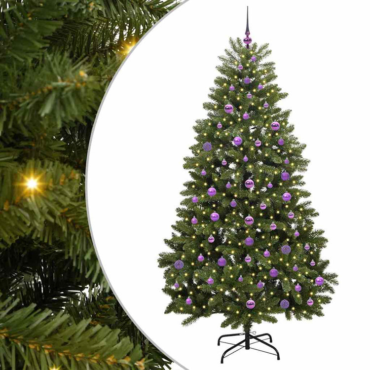 Vidaxl kunstkerstboom 210 cm 300 led's warmwit pvc en staal groen