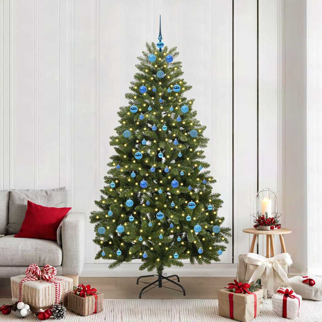 Vidaxl kunstkerstboom 210 cm 300 led's warmwit pvc en staal groen