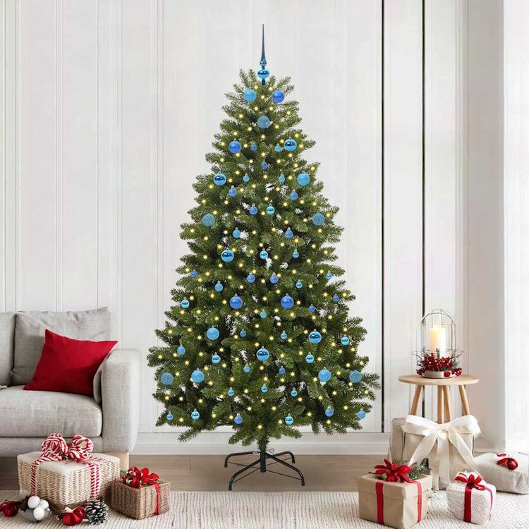 Vidaxl kunstkerstboom 210 cm 300 led's warmwit pvc en staal groen