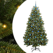 Vidaxl kunstkerstboom 210 cm 300 led's warmwit pvc en staal groen - afbeelding 2