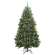Vidaxl kunstkerstboom 210 cm 300 led's warmwit pvc en staal groen - afbeelding 3