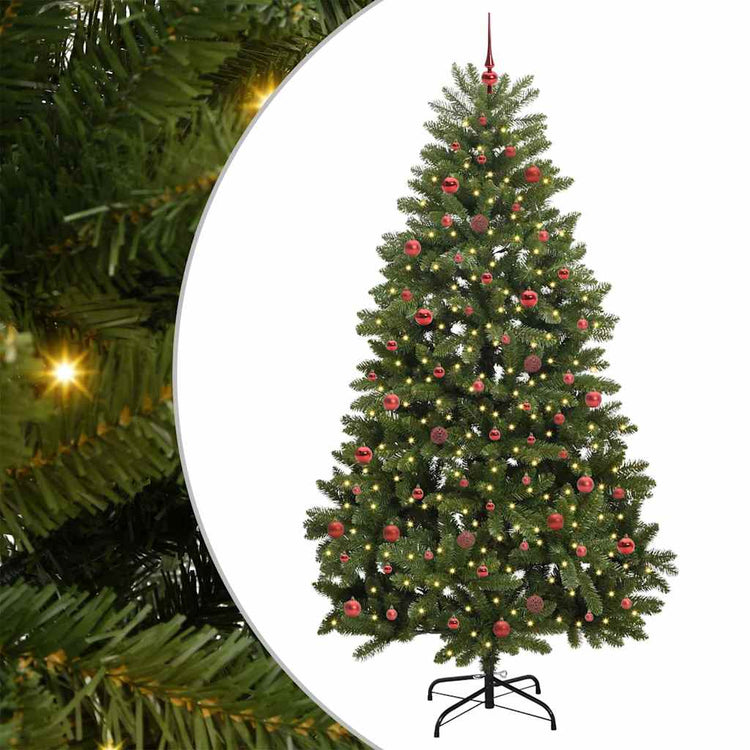 Vidaxl kunstkerstboom 240 cm 300 led's warmwit pvc en staal groen