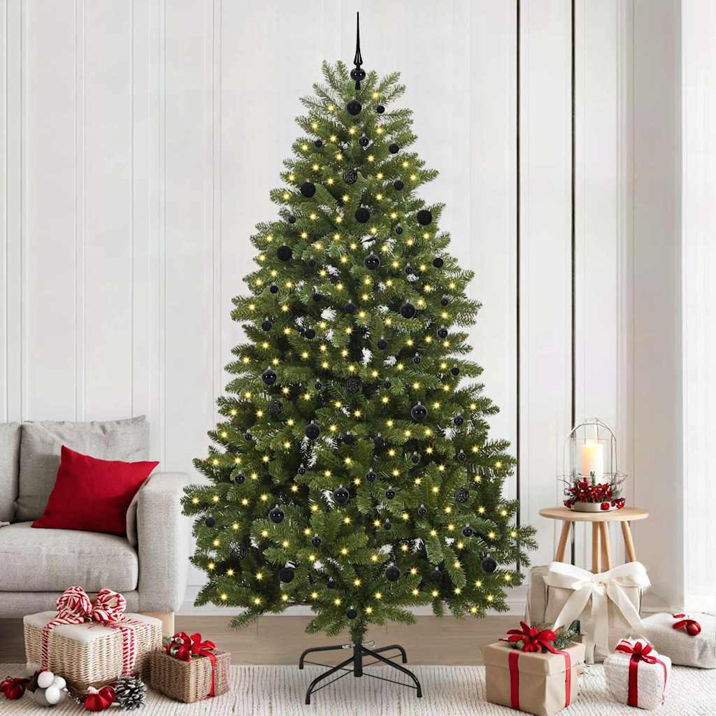Vidaxl kunstkerstboom 240 cm 300 led's warmwit pvc en staal groen